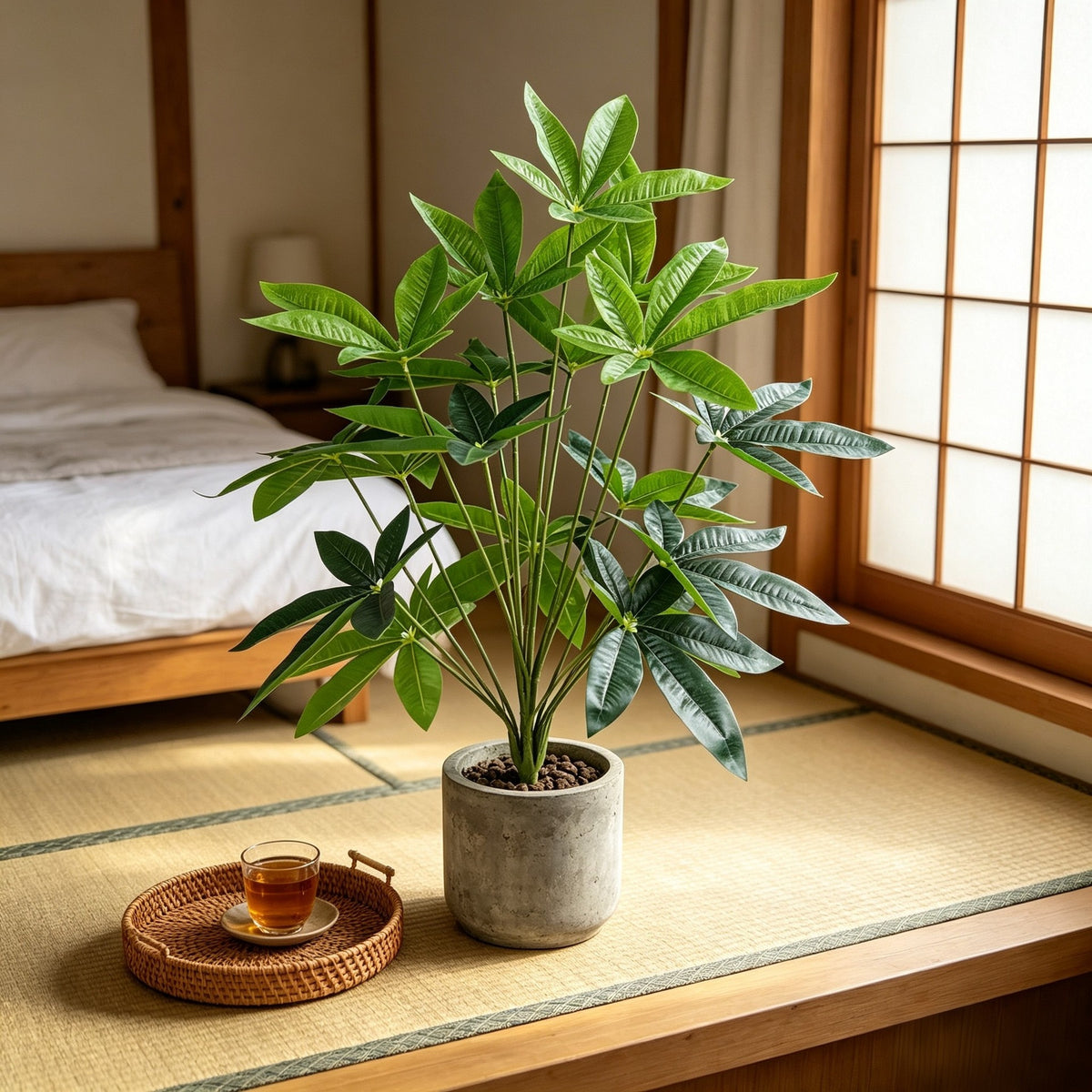 Plante artificielle feuilles de fortune, 18 tiges, 74 cm, décoration intérieure élégante, style rétro français