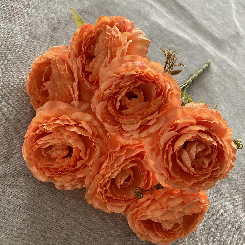 Bouquet de Pivoines en Tissu Soie, 7 Fleurs, 40 cm, Décoration Élégante pour Mariage et Intérieur