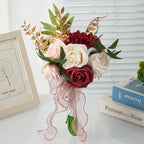 Bouquet de roses artificielles, 7 fleurs, 29 cm, idéal pour mariages et décoration intérieure
