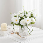 Bouquet de roses et chrysanthèmes artificiels 28 cm, décoration élégante pour mariage, maison ou café, style champêtre et bohème