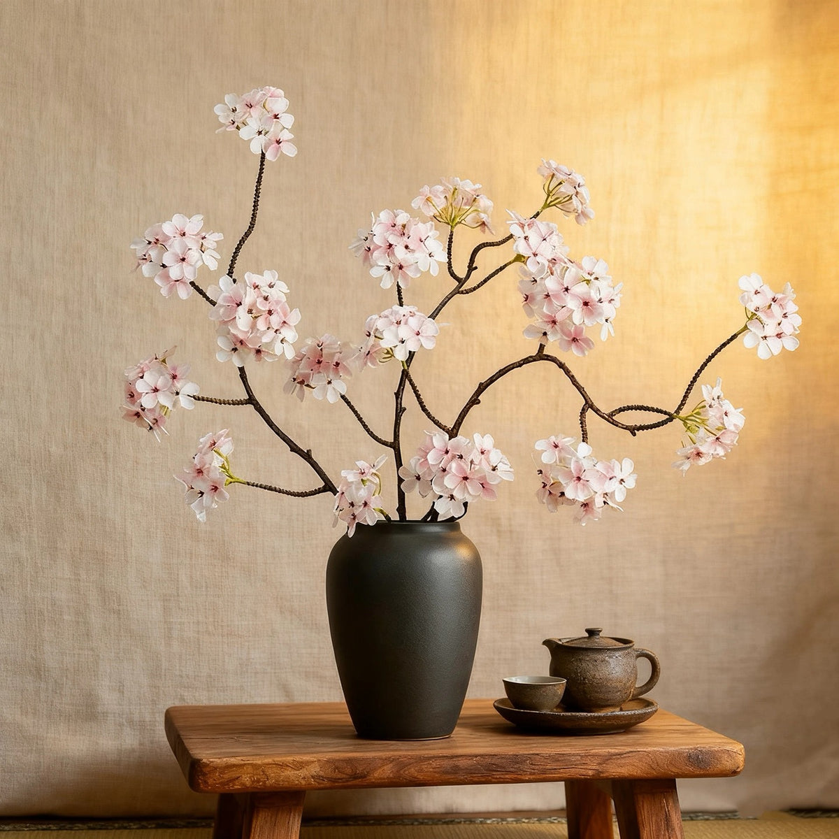 Bouquet artificiel de poirier en fleurs, 6 têtes, 92 cm, soie, décoration élégante pour mariage, terrasse, intérieur