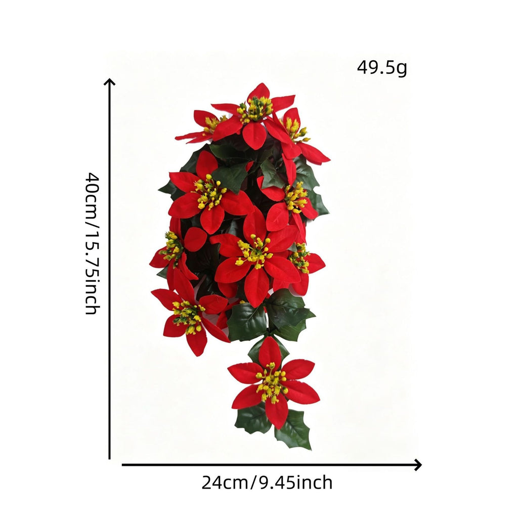 Guirlande de 11 poinsettias artificiels, 40 cm, déco Noël et mariage, intérieur