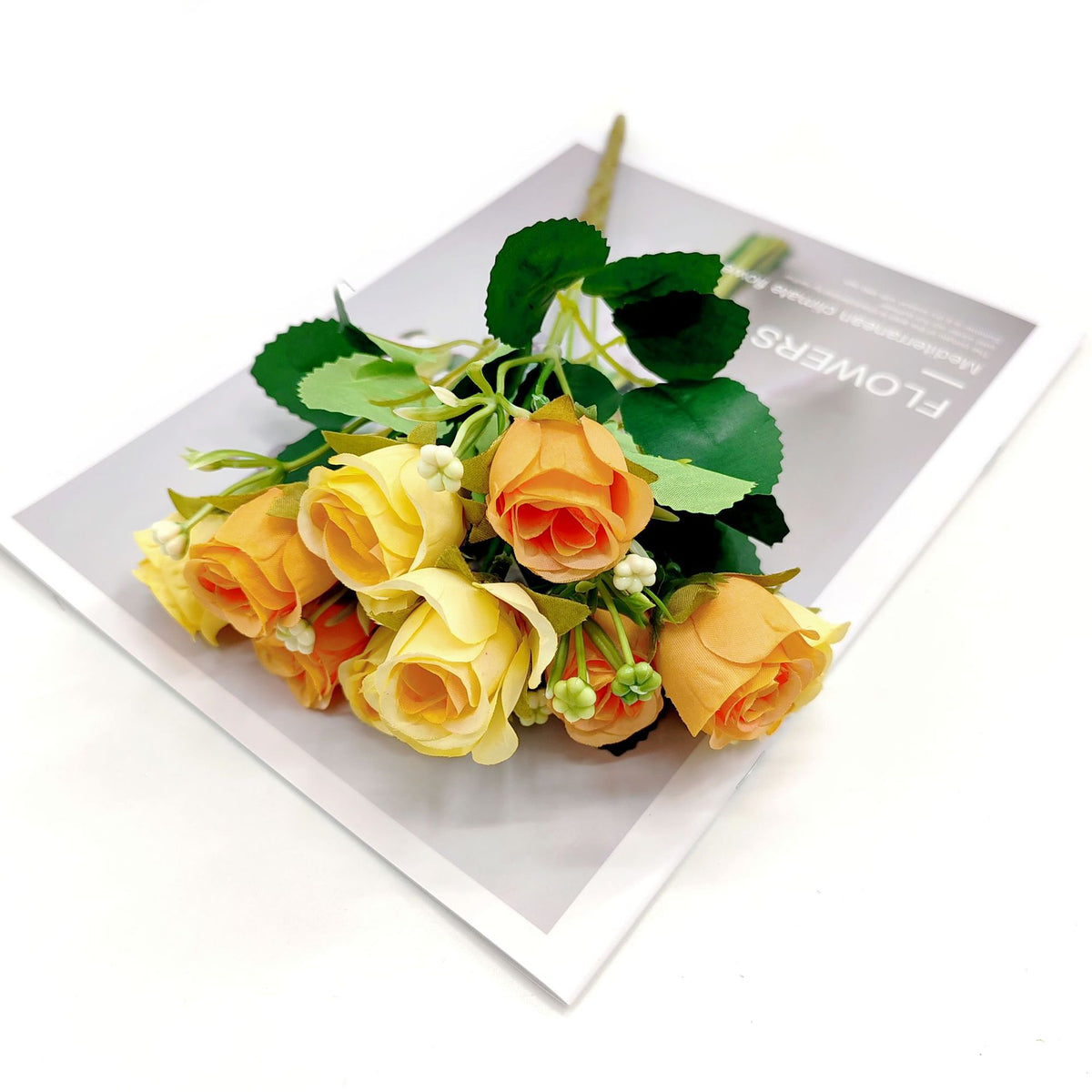 Bouquet de 10 Roses Artificielles en Plastique, 30 cm, Décoration Intérieure Moderne