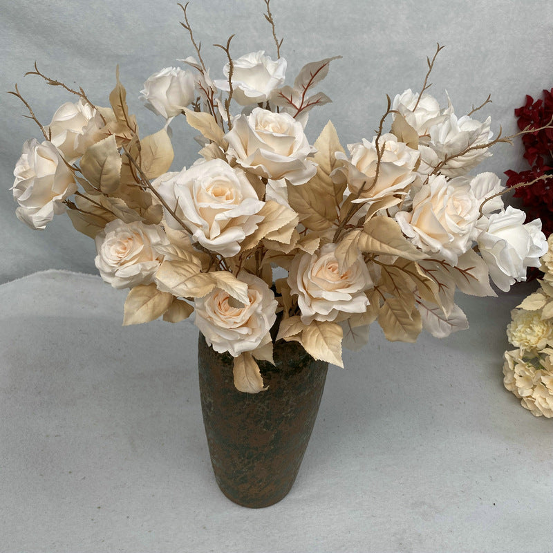Rose artificielle Alice, tige unique avec 2 fleurs, 80 cm, tissu soyeux, décoration de mariage et maison