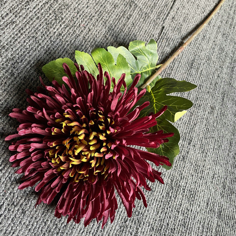 Fleur artificielle Chrysanthème Griffe de Dragon à tige unique, 73 cm, soie polyester, décoration intérieure et mariage
