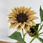 Tournesol Artificiel, Tige Unique avec 2 Fleurs, 116 cm, Décoration Élégante pour Mariage et Intérieur