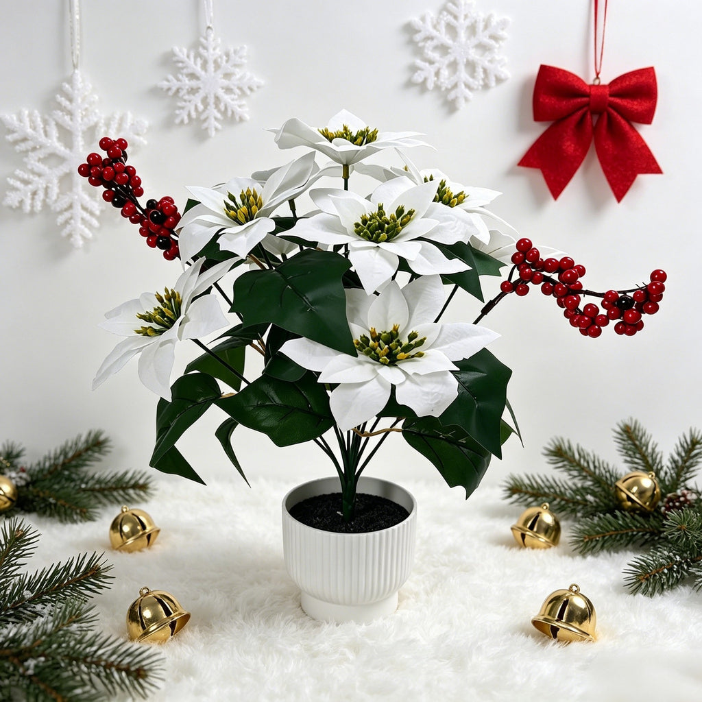 Bouquet artificiel de poinsettias en velours, 53 cm, décoration de Noël et fêtes, intérieur chic