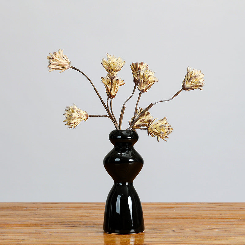 Fleur séchée Protea Cynaroides à tige unique, 44 cm, décoration intérieure élégante
