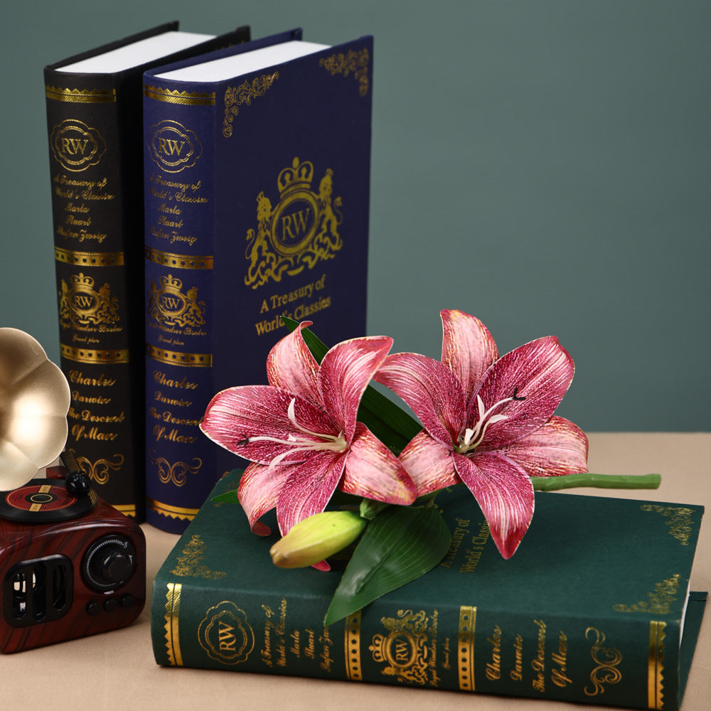 Tige unique de lys artificiel, 3 fleurs, 41 cm, décoration intérieure et événements