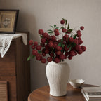 Faux litchi en grappe, 15 fruits avec feuilles, décoration champêtre, 55 cm, sans pot