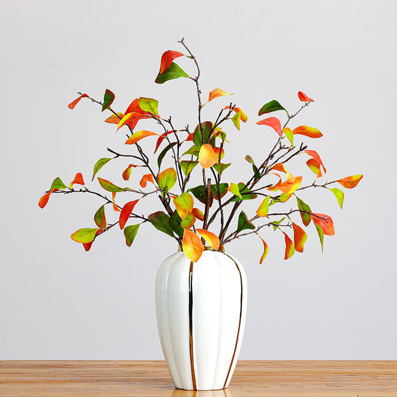Branche de feuilles de kaki en soie artificielle, longueur 93 cm, décoration intérieure, style campagne