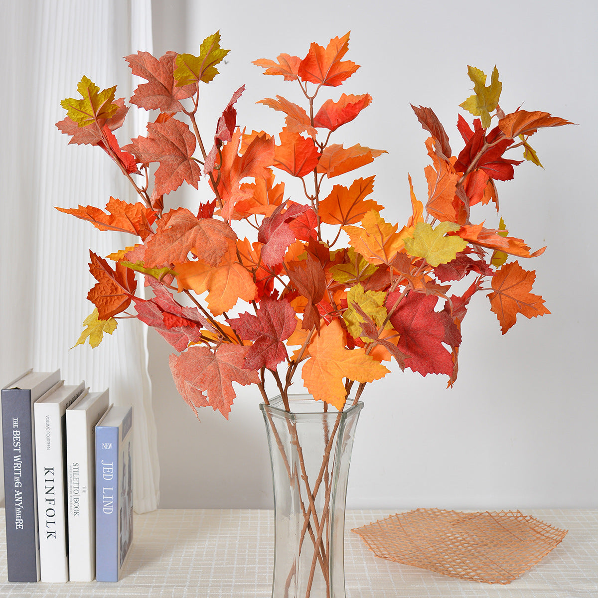 Feuille d'érable artificielle, 70 cm, décoration intérieure élégante pour Noël, mariage et boutique