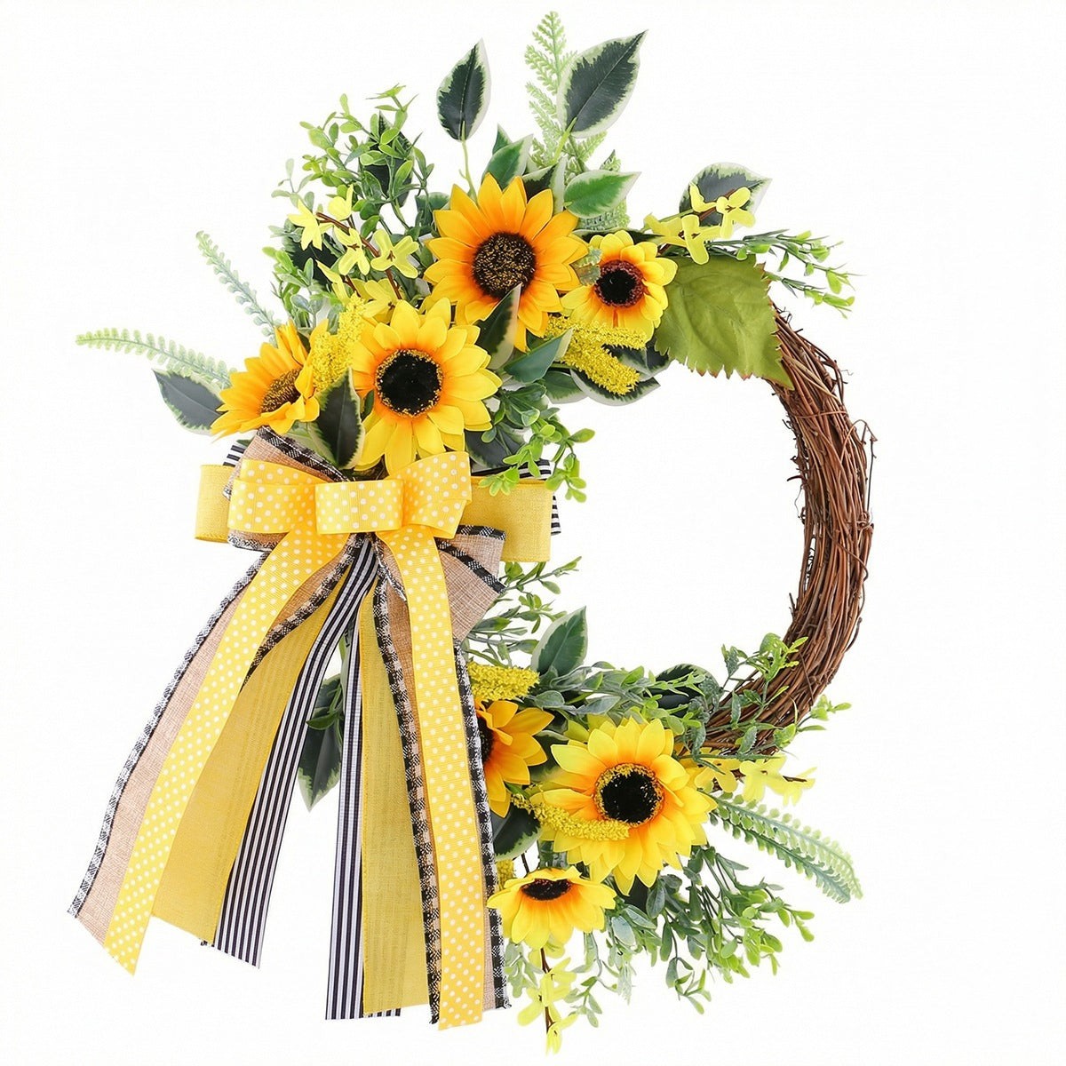 Guirlande de tournesols artificiels 45 cm, décoration automnale pour porte, mariage, fête, intérieur et extérieur