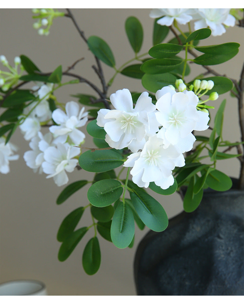 Fleur artificielle de Michelia, tige unique avec 30 fleurs, 74 cm, tissu imitation soie, blanc ou rose