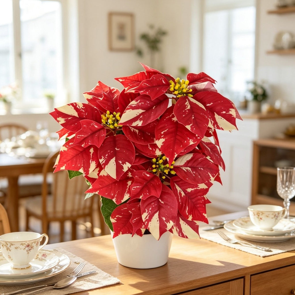 Fleur artificielle Poinsettia, 52 cm, idéale pour Noël, mariages et décoration intérieure