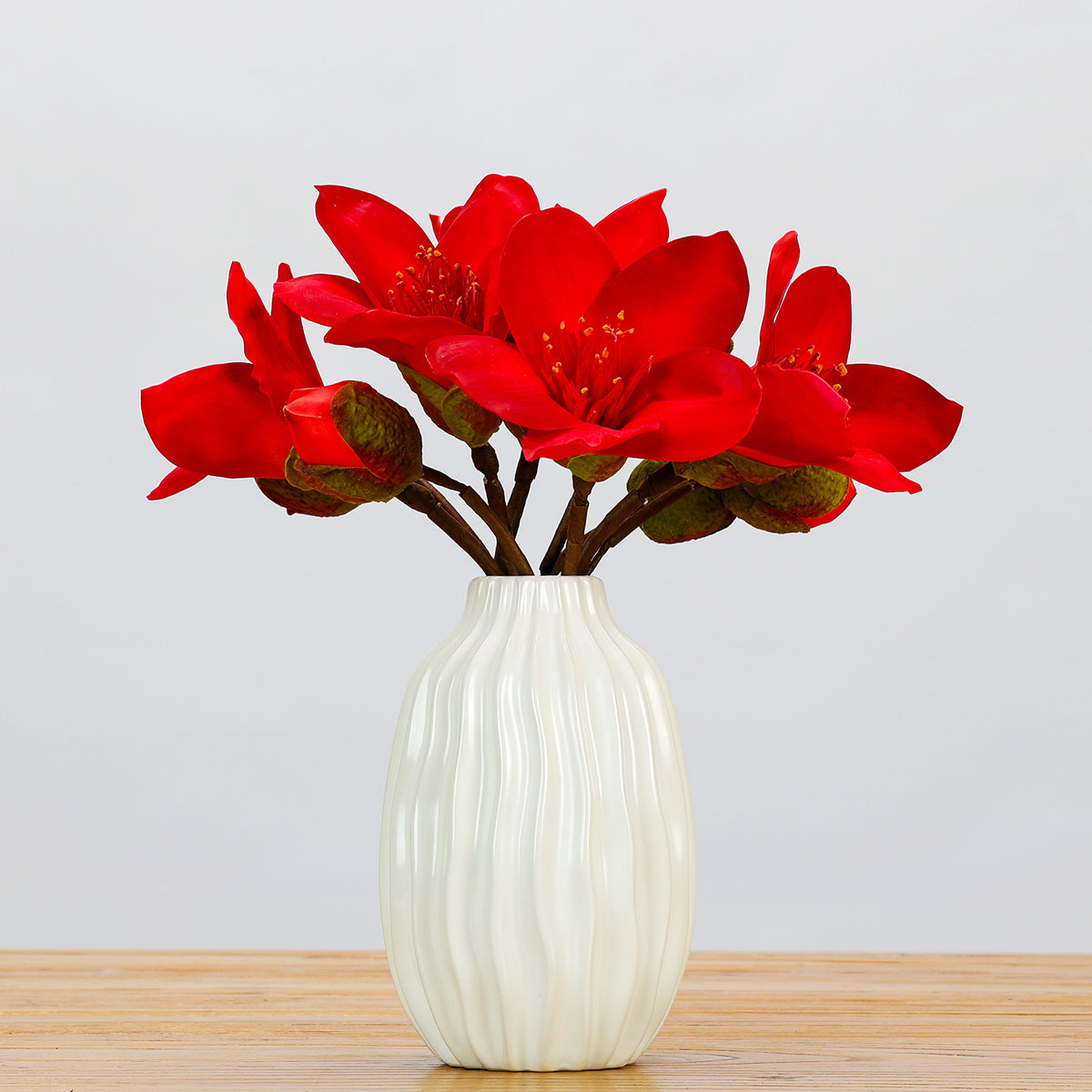 Fleur artificielle en tissu soyeux, branche de kapokier, 36 cm, 2 fleurs, décoration élégante pour mariage, maison ou commerce