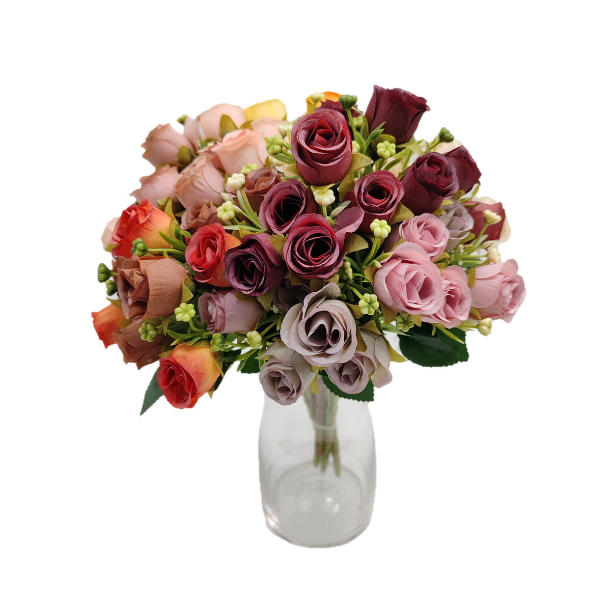 Bouquet de 10 Roses Artificielles en Plastique, 30 cm, Décoration Intérieure Moderne
