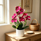 Pot de 9 orchidées papillon, plante artificielle en pot pour décoration intérieure, mariage et bureau, 31.5 cm