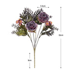 Bouquet de fleurs artificielles roses et marguerites, 12 têtes, 32 cm, pour mariage et décoration intérieure