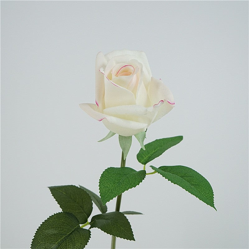 Rose artificielle en tissu soyeux 47 cm, tige unique avec 1 fleur de 8,5 cm, décoration élégante pour mariage, intérieur, vitrine