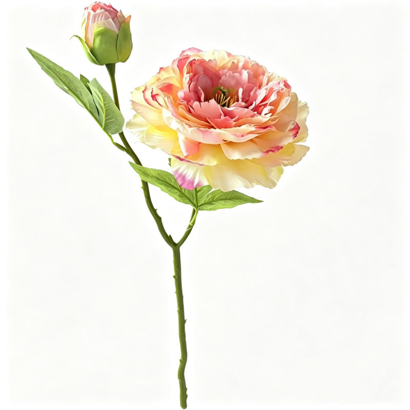 Fleurs artificielles en soie polyester, 2 têtes de pivoines et pivoines blanches, 50 cm, décoration intérieure, mariage, maison