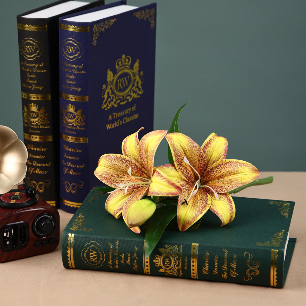 Tige unique de lys artificiel, 3 fleurs, 41 cm, décoration intérieure et événements