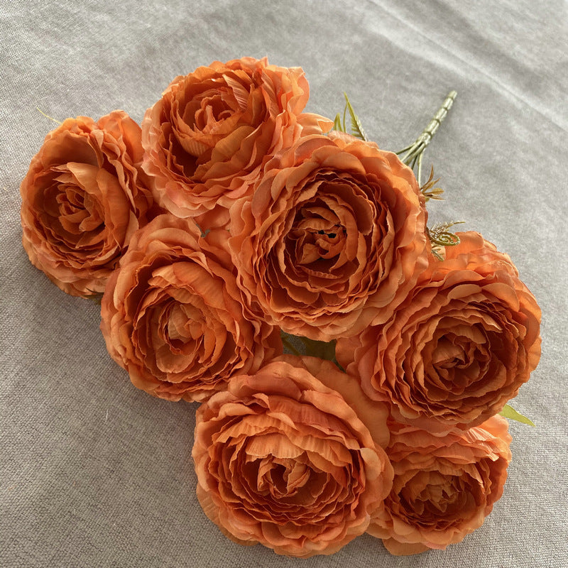 Bouquet de Pivoines en Tissu Soie, 7 Fleurs, 40 cm, Décoration Élégante pour Mariage et Intérieur