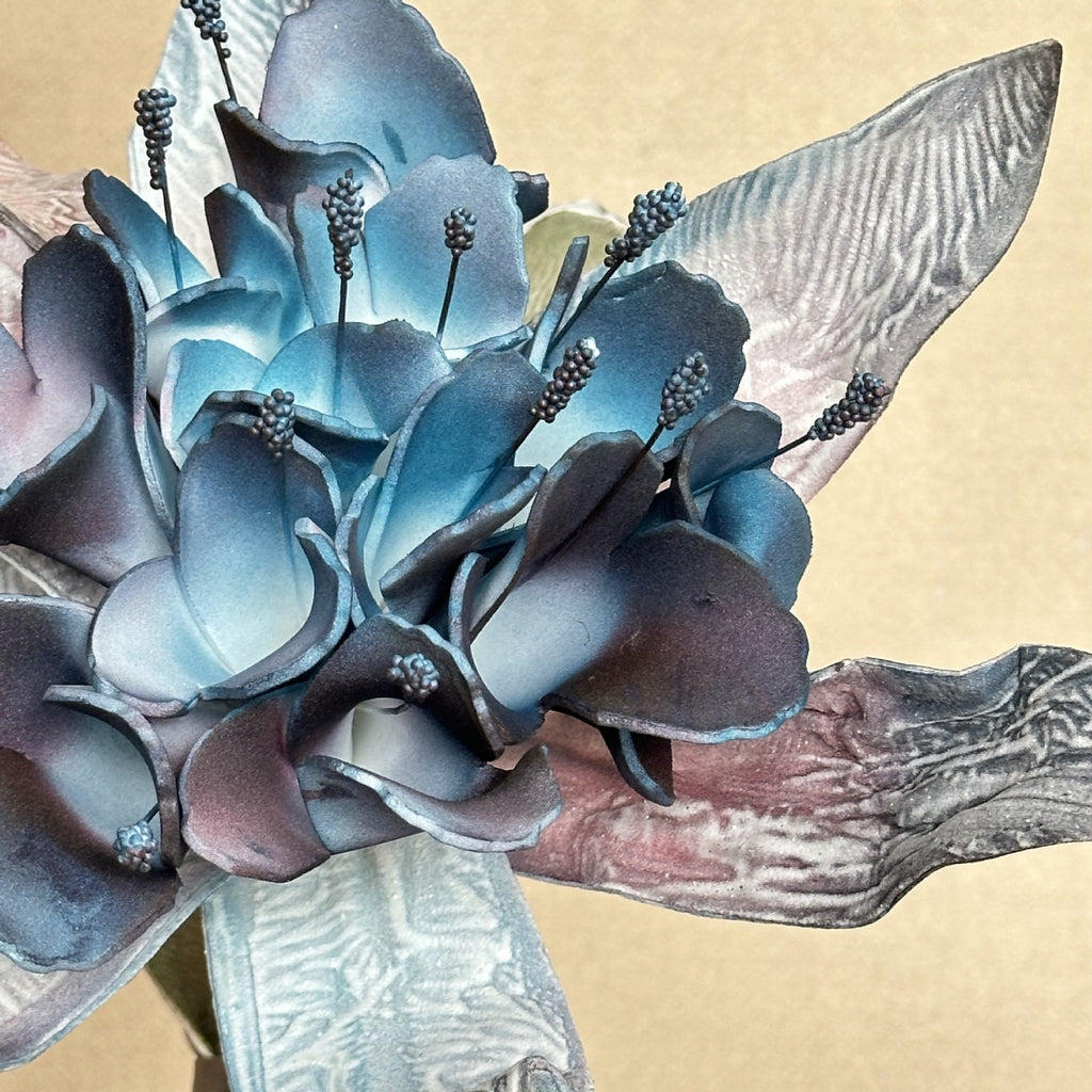 Fleur artificielle chic, tige unique avec 2 fleurs sauvages, 93 cm, idéale pour décoration intérieure et événements