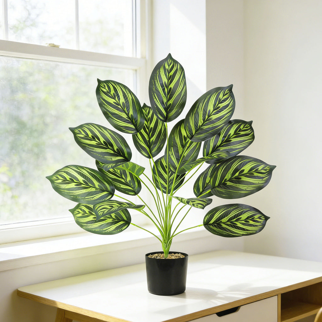 Plante artificielle en pot, feuilles de Caladium, 43 cm, décoration intérieure élégante