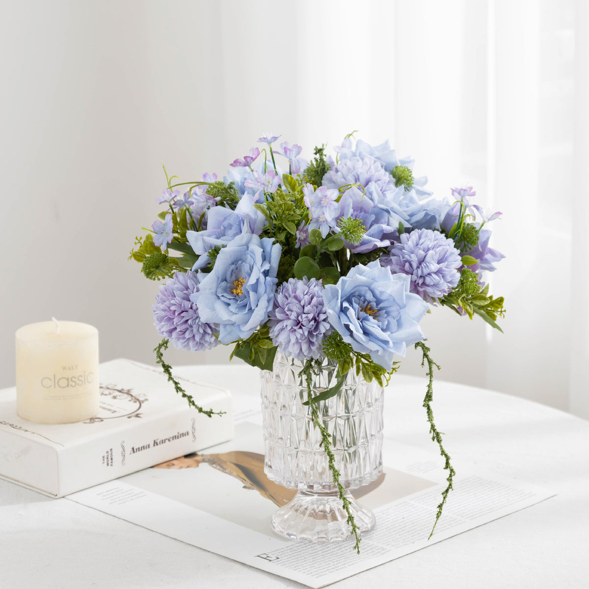Bouquet de roses et chrysanthèmes artificiels 28 cm, décoration élégante pour mariage, maison ou café, style champêtre et bohème