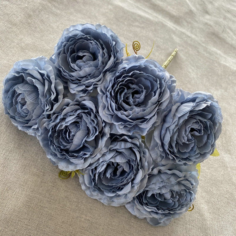 Bouquet de Pivoines en Tissu Soie, 7 Fleurs, 40 cm, Décoration Élégante pour Mariage et Intérieur