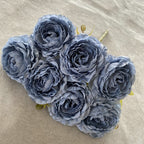 Bouquet de Pivoines en Tissu Soie, 7 Fleurs, 40 cm, Décoration Élégante pour Mariage et Intérieur