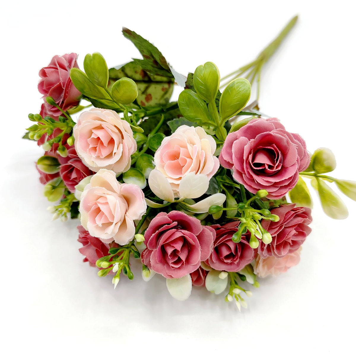 Bouquet de 15 roses artificielles en polyester, 30 cm, décoration intérieure et mariage