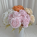 Bouquet de Pivoines en Tissu Soie, 7 Fleurs, 40 cm, Décoration Élégante pour Mariage et Intérieur