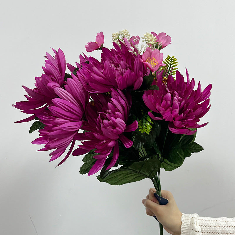 Bouquet de Chrysanthèmes Artificiels, 52 cm, Décoration Élégante pour Mariage et Fêtes