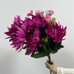 Bouquet de Chrysanthèmes Artificiels, 52 cm, Décoration Élégante pour Mariage et Fêtes