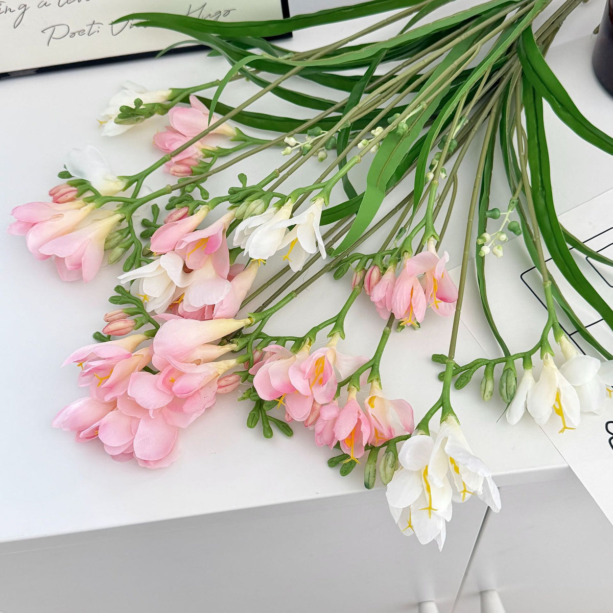 Fleurs artificielles orchidées, bouquet de 6 fleurs, 60 cm, tissu soyeux, pour mariage, décoration intérieure