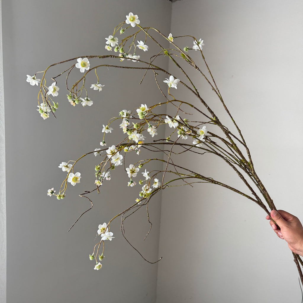 Fleur artificielle de Delphinium et Spirée de perles, 132 cm, tige unique, soie, jaune/bleu/blanc, décoration intérieure/extérieure, mariage, événements