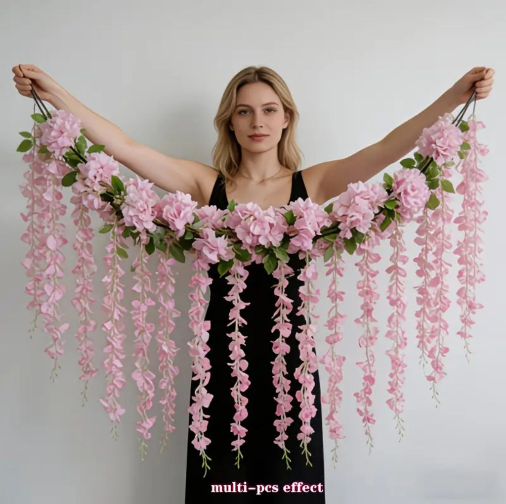 Guirlande de glycine artificielle en polyester, 230 cm, décoration murale ou événementielle, intérieur