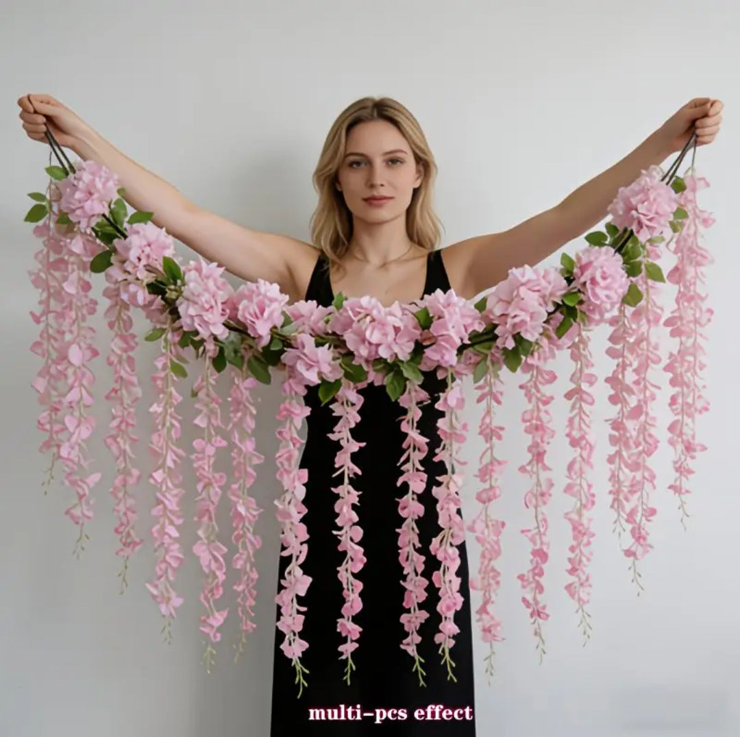 Guirlande de glycine artificielle en polyester, 230 cm, décoration murale ou événementielle, intérieur