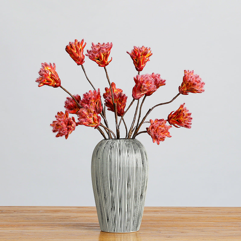 Fleur séchée Protea Cynaroides à tige unique, 44 cm, décoration intérieure élégante