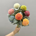 Fleur artificielle Chrysanthème Boule, Tige Unique, 37 cm, Polyester Soie, Décoration Intérieure, Mariage, Bureau