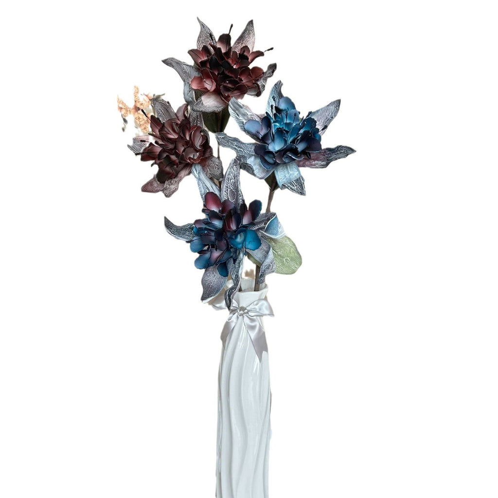 Fleur artificielle chic, tige unique avec 2 fleurs sauvages, 93 cm, idéale pour décoration intérieure et événements