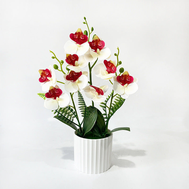 Pot de 9 orchidées papillon, plante artificielle en pot pour décoration intérieure, mariage et bureau, 31.5 cm