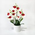 Pot de 9 orchidées papillon, plante artificielle en pot pour décoration intérieure, mariage et bureau, 31.5 cm