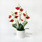 Pot de 9 orchidées papillon, plante artificielle en pot pour décoration intérieure, mariage et bureau, 31.5 cm
