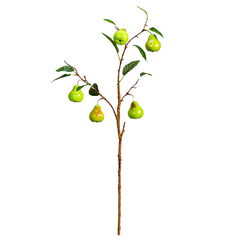 Branche décorative en mousse avec poires en faux fruits, 98 cm, décoration d'intérieur élégante, pour maison, hôtel ou mariage