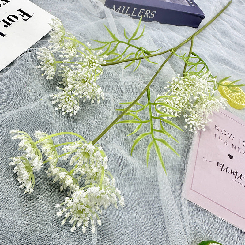 Fleur artificielle en dentelle à 3 branches, 24 fleurs par tige, 75 cm, pour décoration de mariage, maison et hôtel