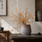 Branche de fleurs artificielles Chimonanthus (faux mimosa), 110 cm, blanc/rose/orange, décoration intérieure élégante, mariage, hôtel, maison