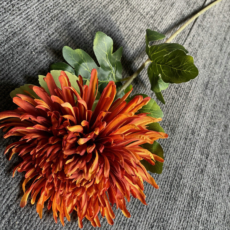Fleur artificielle Chrysanthème Griffe de Dragon à tige unique, 73 cm, soie polyester, décoration intérieure et mariage